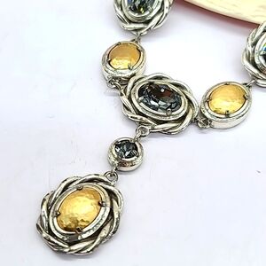 Brighton "Y.T.C RADIANT" Brushed Gold & Grey Faceted Swarovski Crystal Necklace!